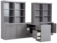 Newport Gray Large Peninsula Door Wall Desk