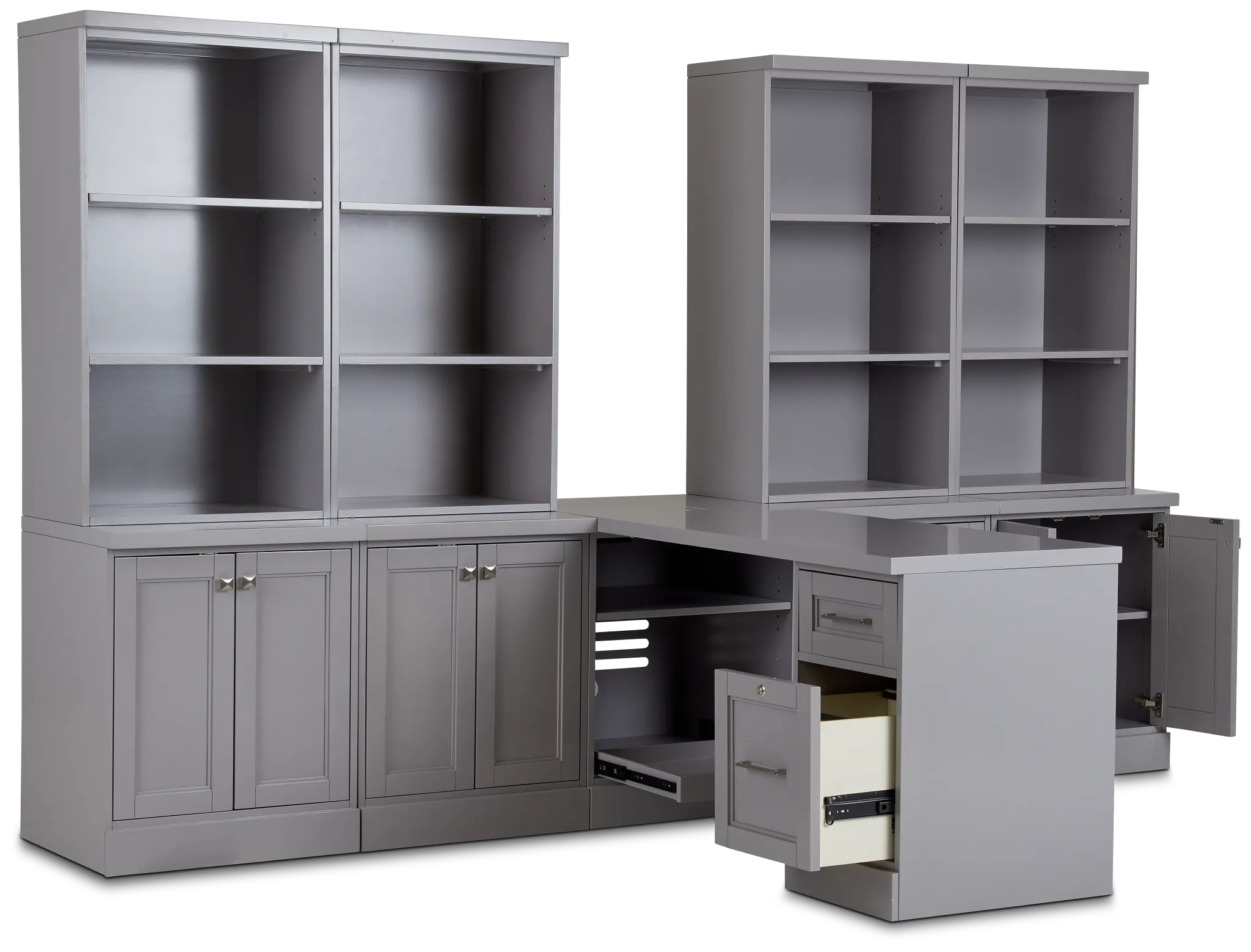 Newport Gray Large Peninsula Door Wall Desk