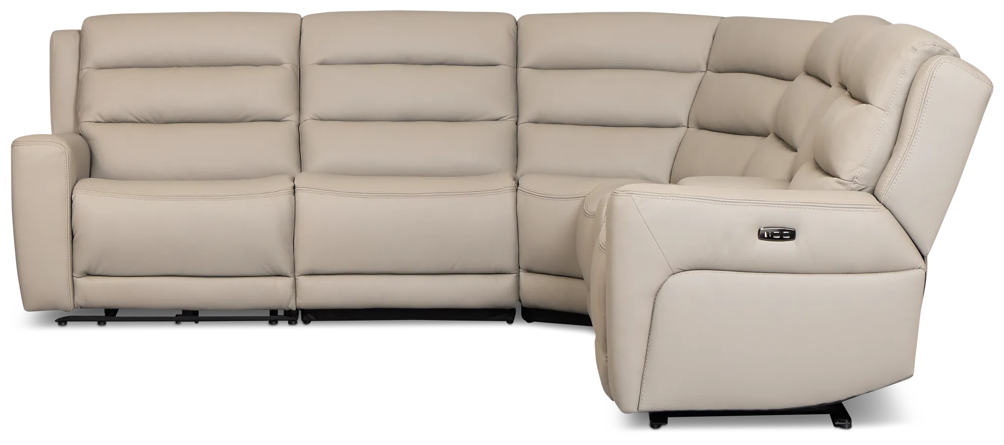 Wilder Taupe Leather Medium Dual Power 2-arm Reclining Sectional