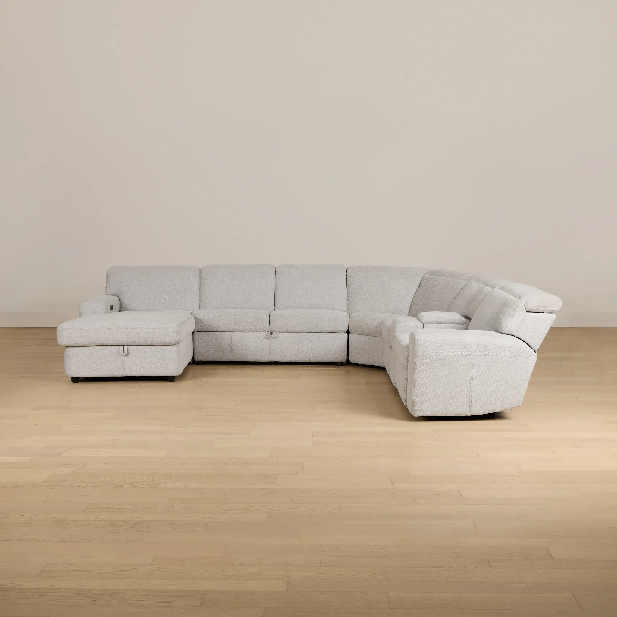 Callum Light Gray Storage Medium Left Triple Power Chaise Sleepr Sectional