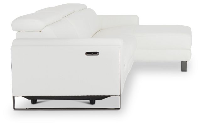 Atlas White Lthr/vinyl Right Chaise Power Reclining Sectional