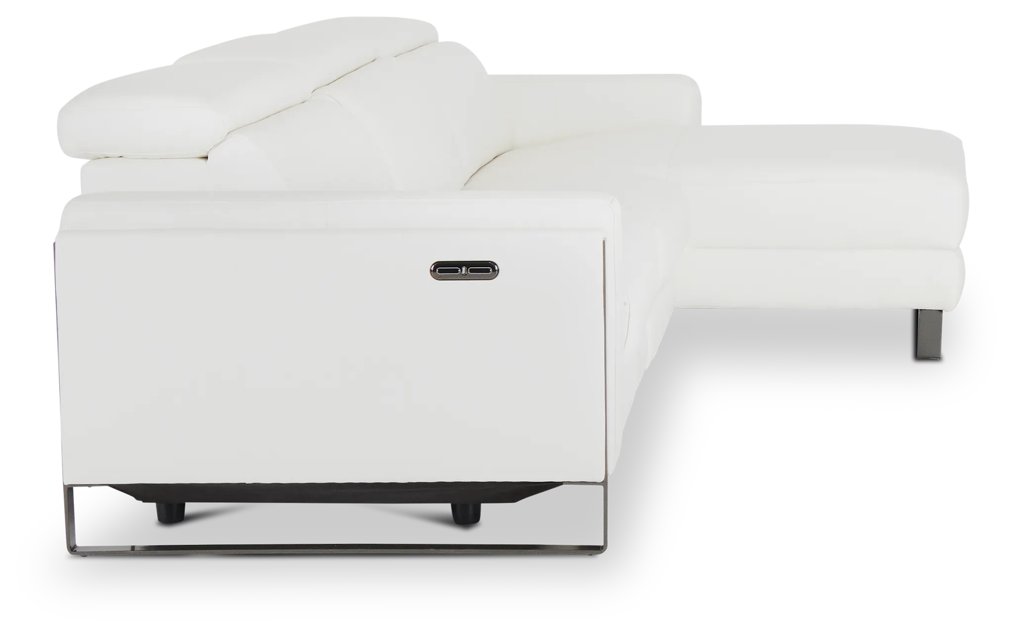 Atlas White Lthr/vinyl Right Chaise Power Reclining Sectional