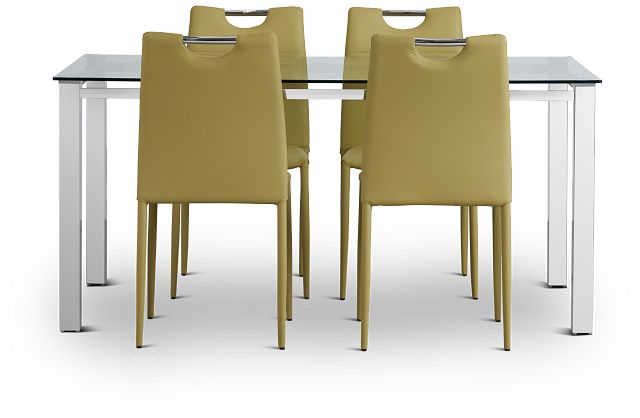 Skyline Light Green Rect Table & 4 Upholstered Chairs (2)