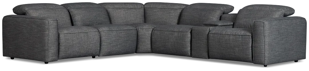 Ryland Dark Gray Fabric Medium Triple Power 2-arm Sectional