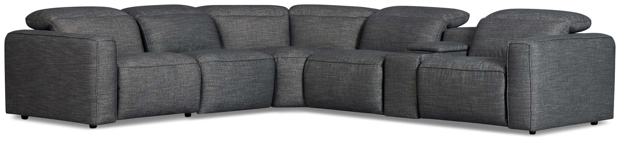 Ryland Dark Gray Fabric Medium Triple Power 2-arm Sectional