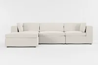 Destin Suave Beige Fabric 4-piece Bumper Sectional