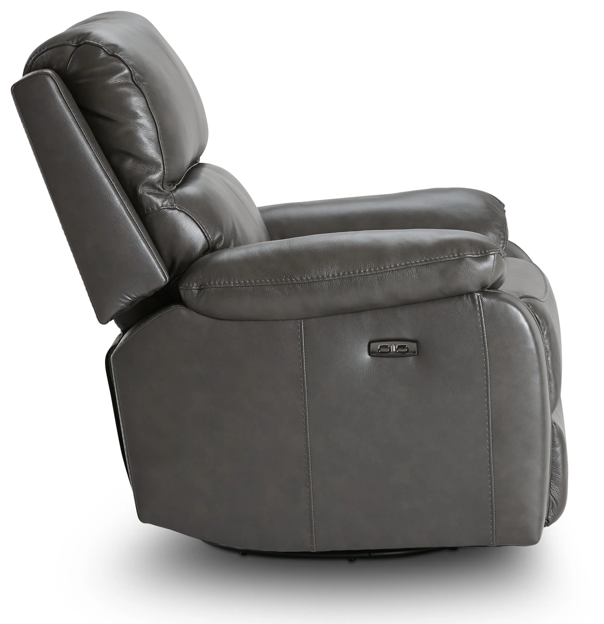 Mason Dark Gray Leather Power Glider Recliner With Power Headrest