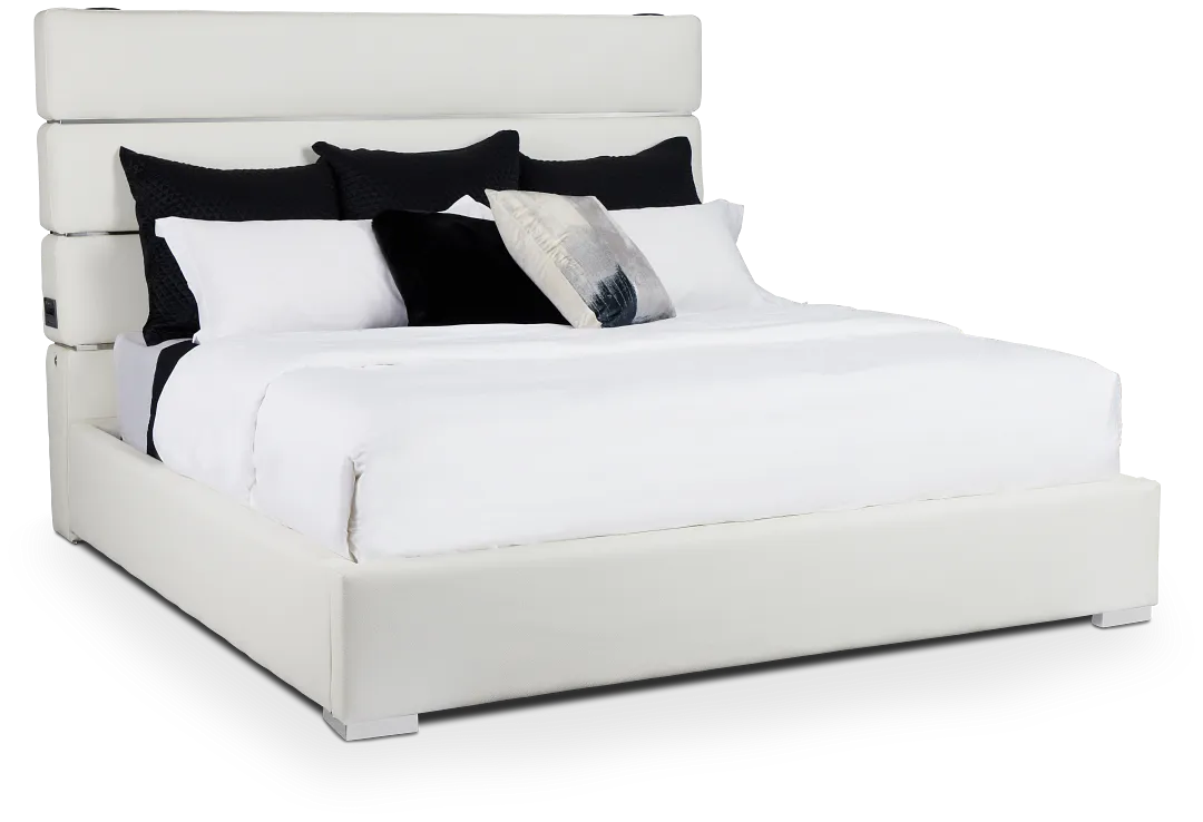 Miami White Uph Platform Bed