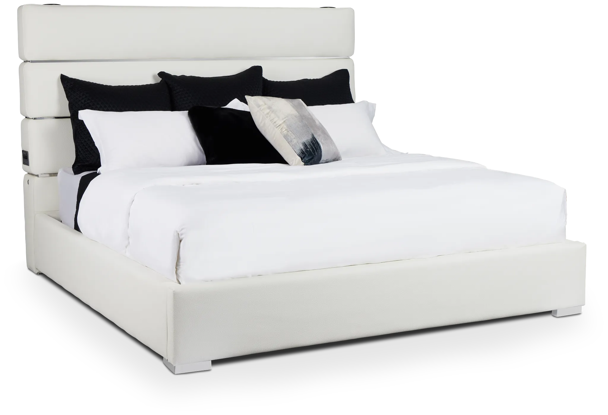 Miami White Uph Platform Bed