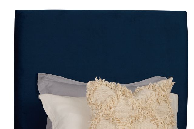 Lucy Dark Blue Uph Platform Bed