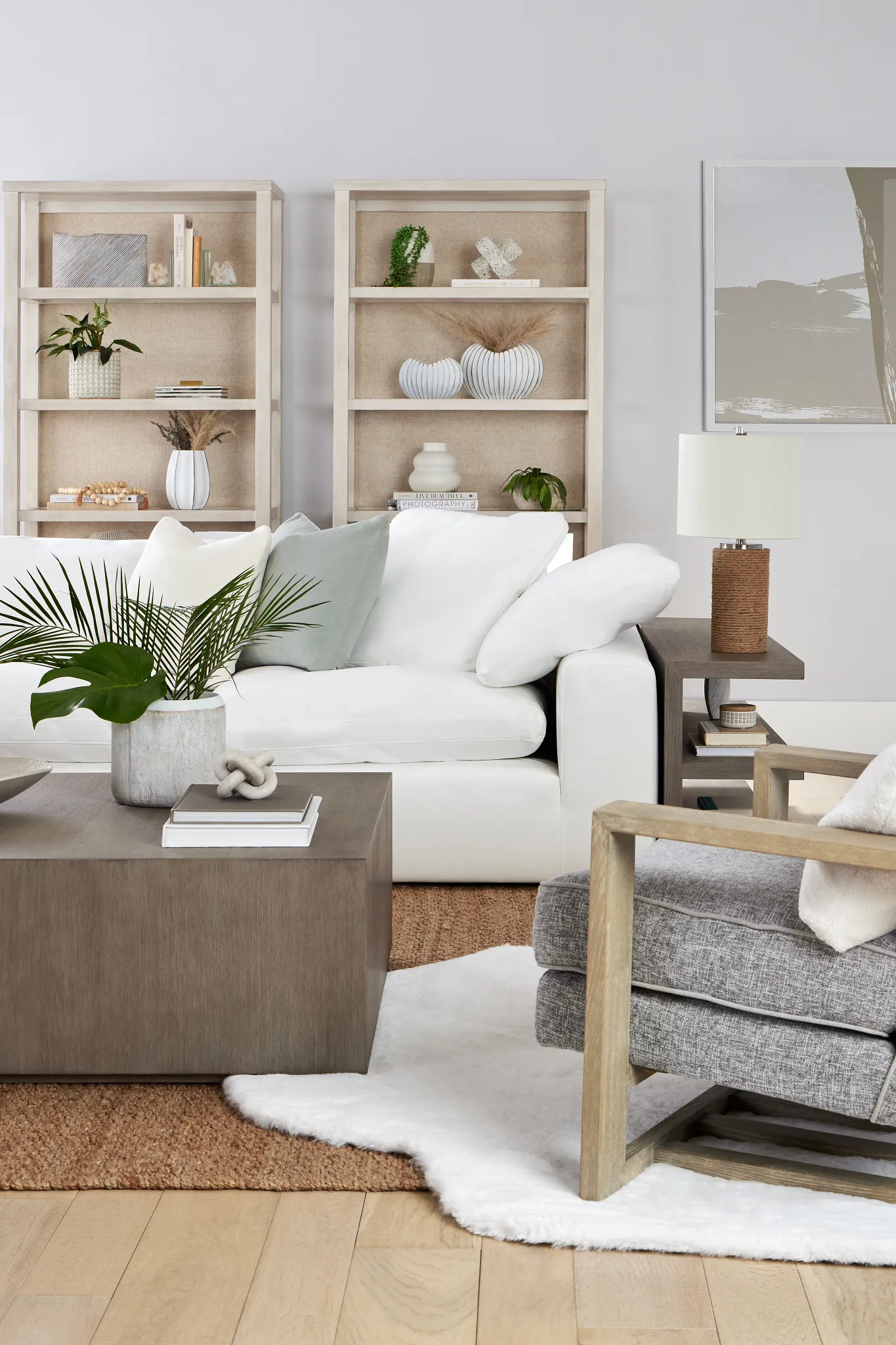 Nixon White Fabric 5pc Bumper Sectional