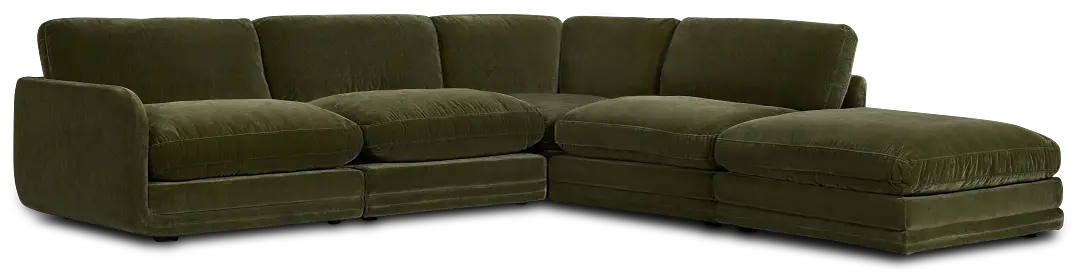 Jules Green Velvet 5-piece Right Facing Bumper Sectional Jules Green Velvet 5-piece Right Facing Bumper Sectional
