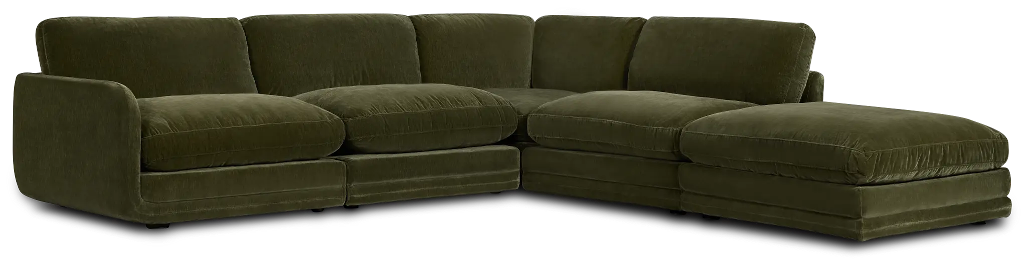 Jules Green Velvet 5-piece Right Facing Bumper Sectional Jules Green Velvet 5-piece Right Facing Bumper Sectional