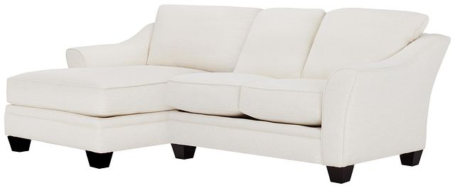 Avery White Fabric Left Chaise Sectional