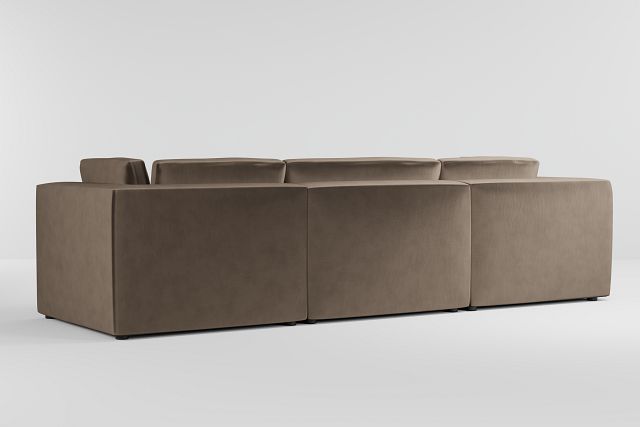 Destin Joya Beige Velvet 4-piece Bumper Sectional