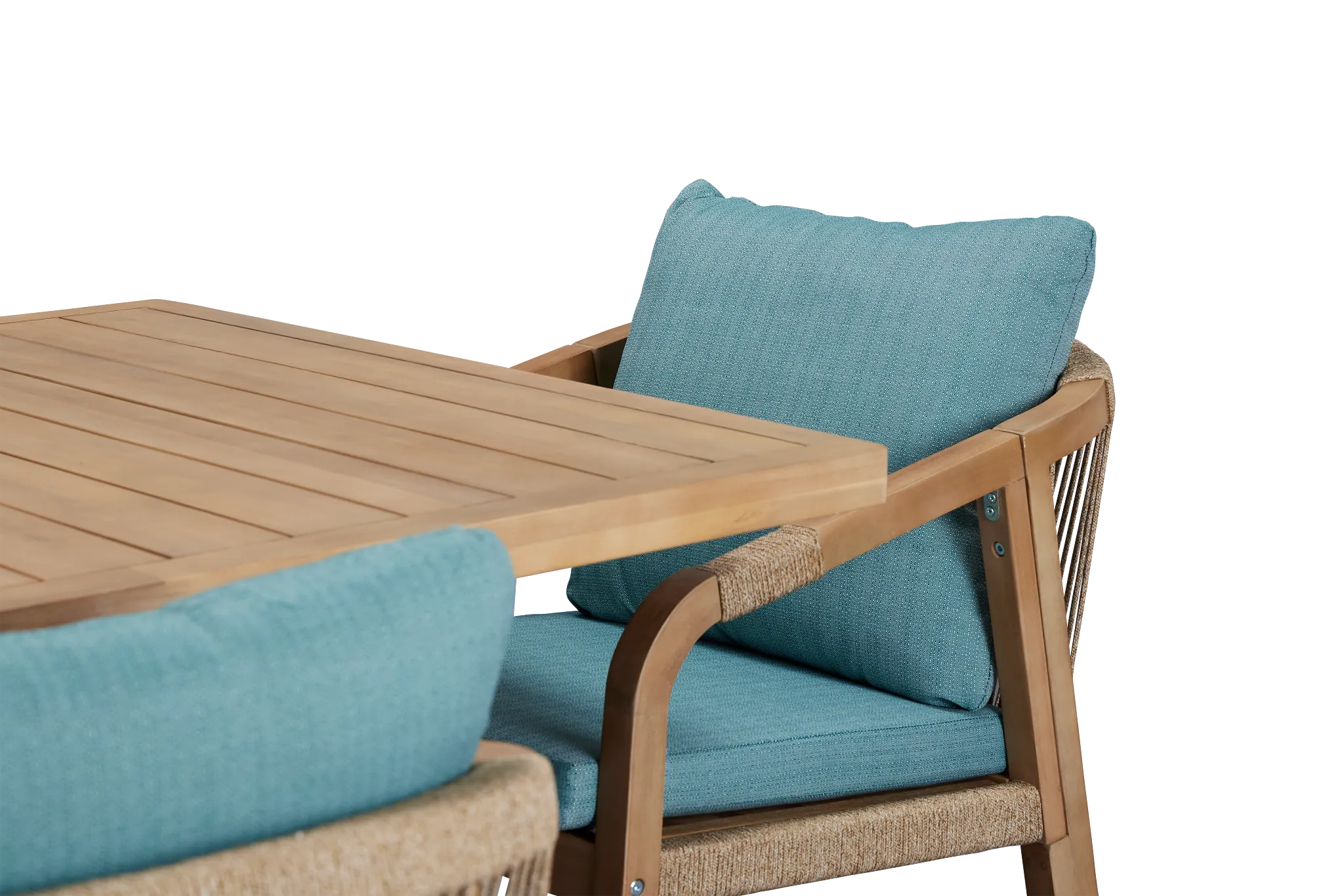 Laguna Light Tone 66" Retangular Table & 4 Teal Cushioned Chairs