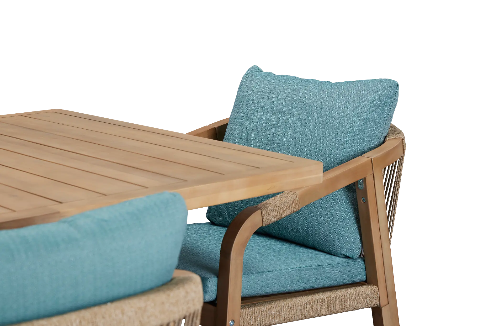 Laguna Light Tone 66" Retangular Table & 4 Teal Cushioned Chairs Laguna Light Tone 66" Retangular Table & 4 Teal Cushioned Chairs