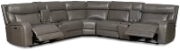 Jasper Gray Leather Large Dual Power Reclining Two-arm Sectional