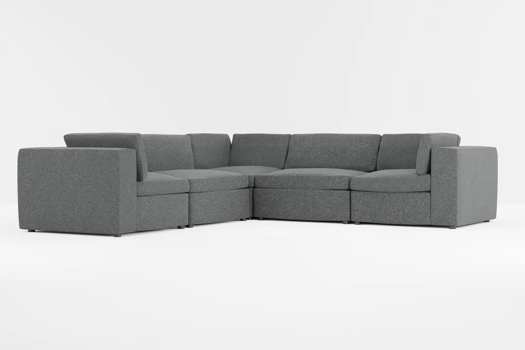 Destin Delray Dark Gray Fabric 5-piece Modular Sectional