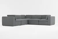 Destin Delray Dark Gray Fabric 5-piece Modular Sectional