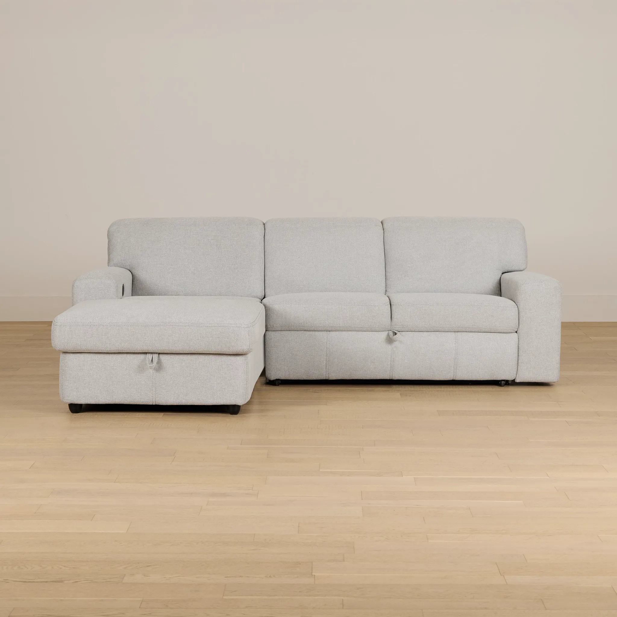 Callum Light Gray Storage Small Left Power Chaise Sleeper Sectional