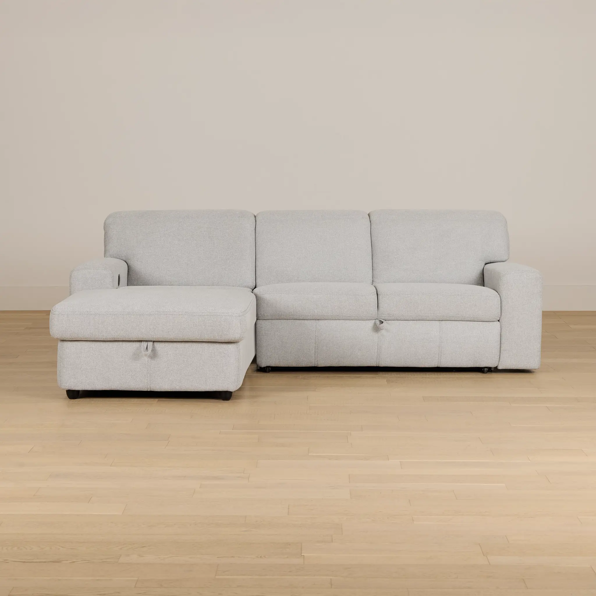 Callum Light Gray Storage Small Left Power Chaise Sleeper Sectional Callum Light Gray Storage Small Left Power Chaise Sleeper Sectional
