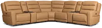 Wilder Brown Leather Large Tri Power Sectional with Refrigerated Console