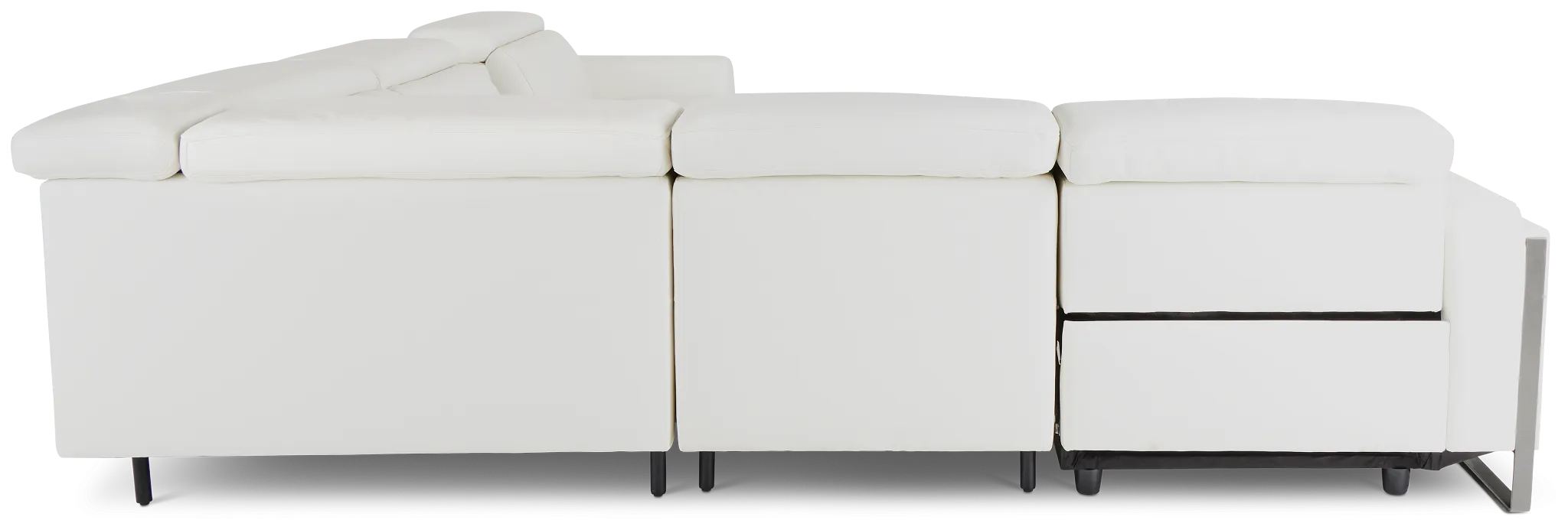 Atlas White Lthr/vinyl Medium Triple Power 2-arm Sectional