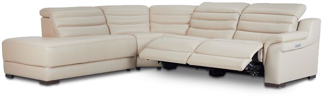 Sentinel Taupe Lthr/vinyl Small Dual Power Left Bumper Sectional (3)