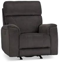 Wells Dark Brown Fabric Power Recliner With Heat And Massage