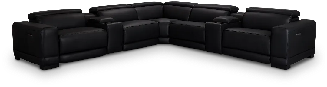 Lombardy Black Micro Large Triple Power Reclining Two-arm Sectional