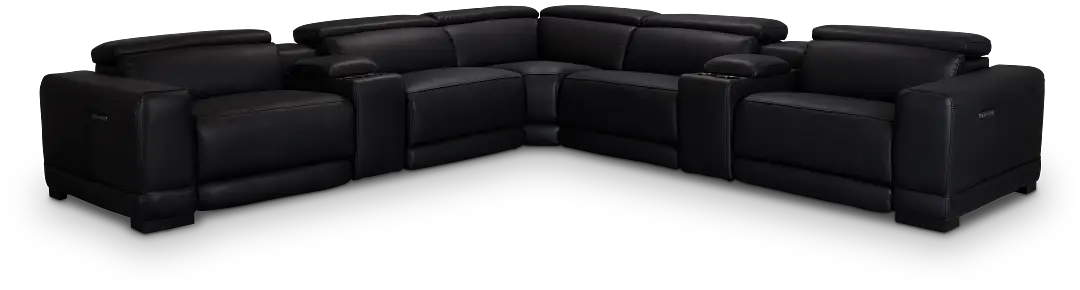 Lombardy Black Micro Large Triple Power Reclining Two-arm Sectional Lombardy Black Micro Large Triple Power Reclining Two-arm Sectional