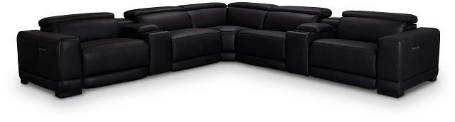 Lombardy Black Micro Large Triple Power Reclining Two-arm Sectional