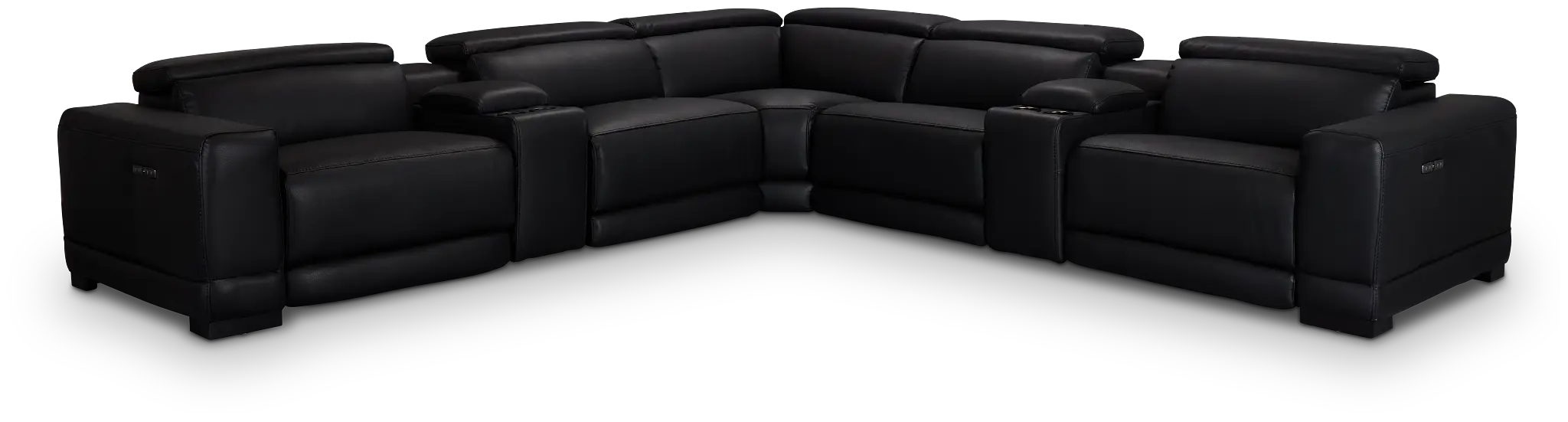 Lombardy Black Micro Large Triple Power Reclining Two-arm Sectional Lombardy Black Micro Large Triple Power Reclining Two-arm Sectional