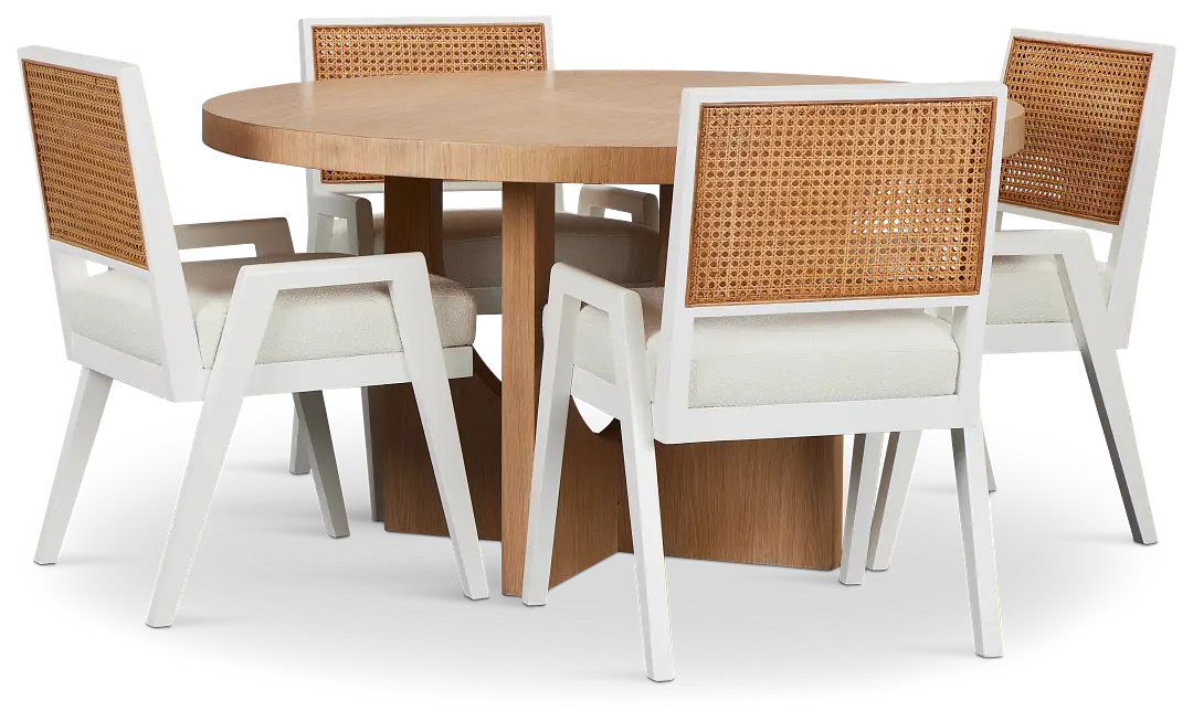 Malibu Light Tone Round Table & 4 Chairs Malibu Light Tone Round Table & 4 Chairs