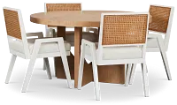 Malibu Light Tone Round Table & 4 Chairs