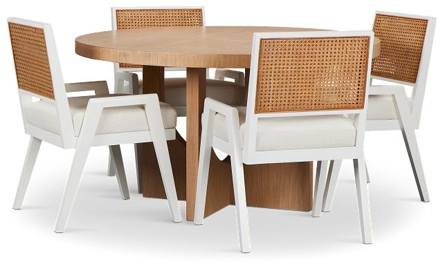 Malibu Light Tone Round Table & 4 Chairs