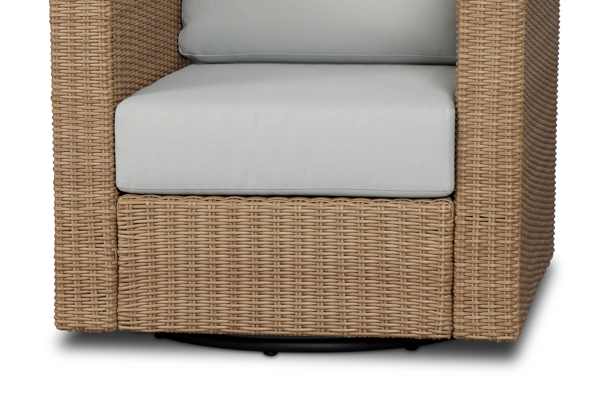 Montecito Light Tone Swivel Chair With Light Blue Cushions