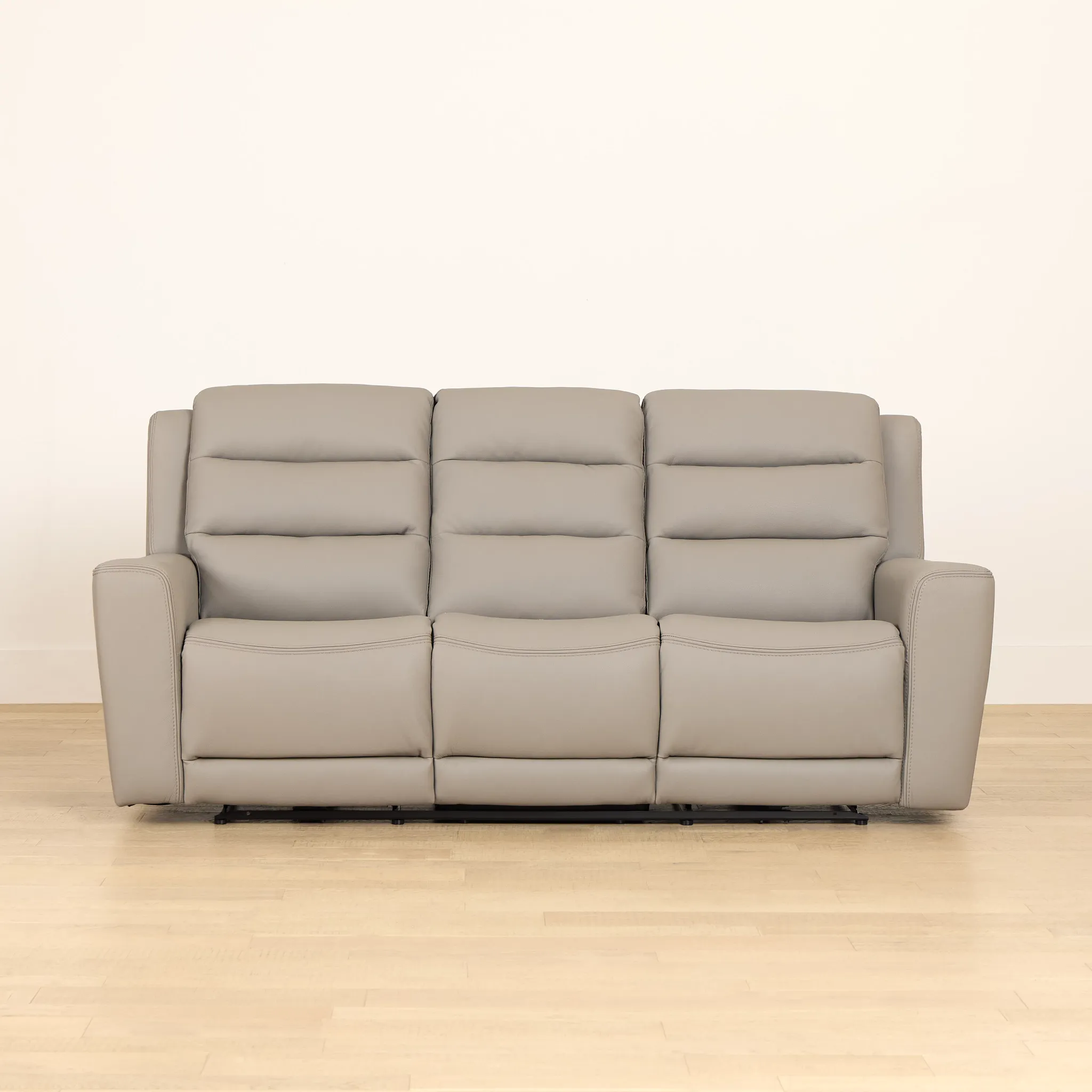 Wilder Taupe Leather Power Reclining Sofa W/ Power Headrest
