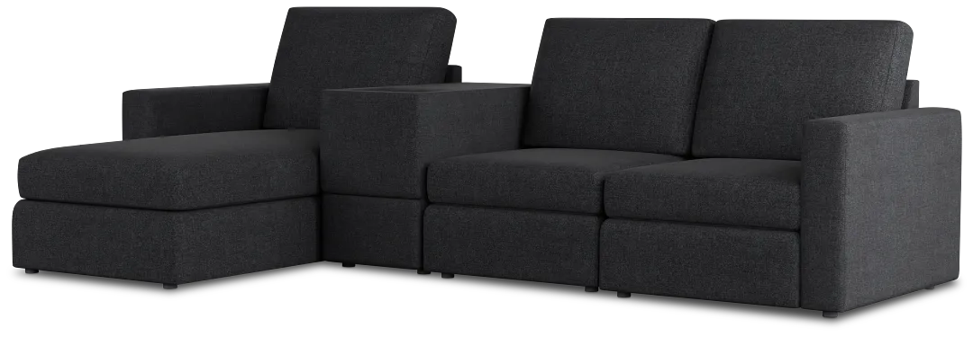 Citymod Dark Gray Fabric Small Left Chaise Sectional With Media Console