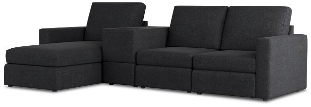 Citymod Dark Gray Fabric Small Left Chaise Sectional With Media Console