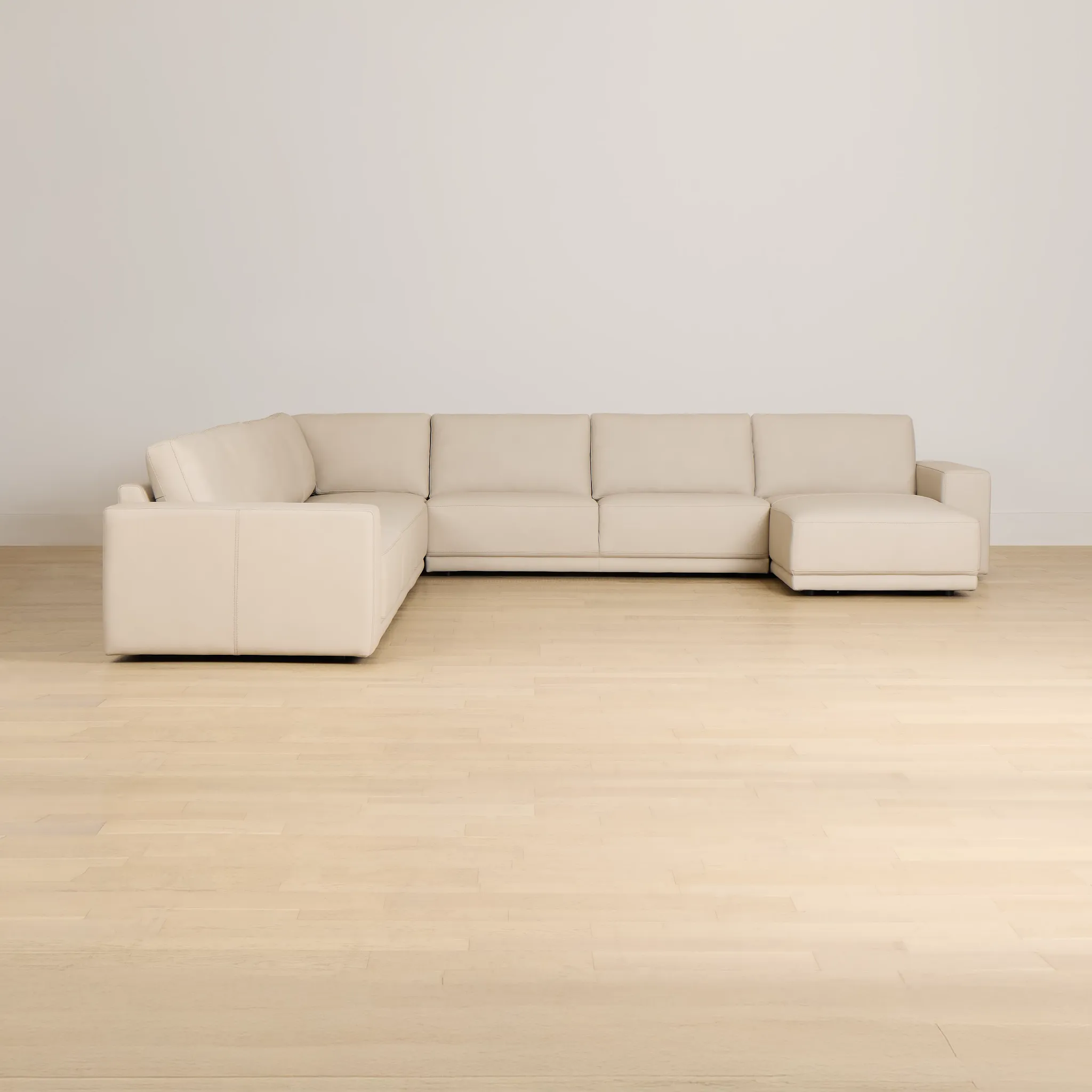 Kellan Ivory Leather Large Right Chaise Sectional