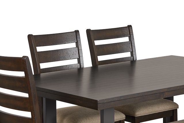 Sawyer Dark Tone Rect Table, 4 Chairs & Bench (6)