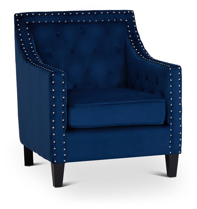 dark blue upholstered chair