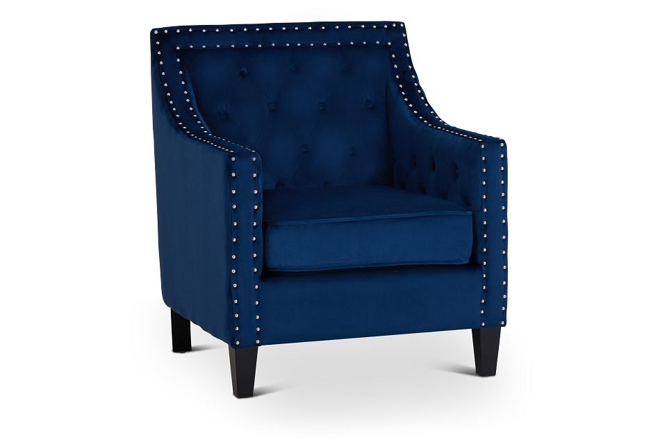 Tiffany Dark Blue Velvet Accent Chair, (1)