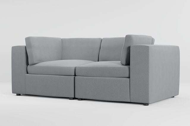 Destin Revenue Beige Fabric 2-piece Modular Sofa