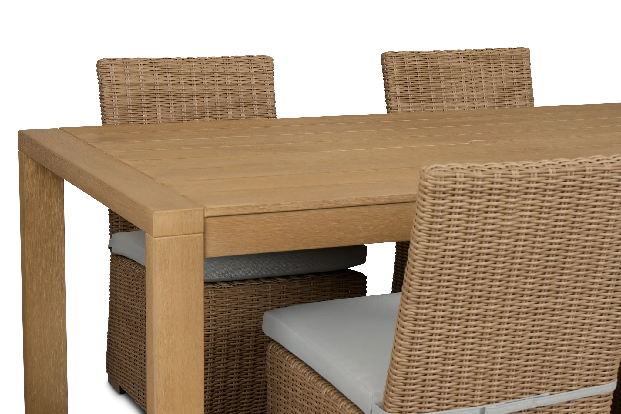 Montecito Mid Tone Rectangular Table & 4 Light Blue Cushioned Chairs Montecito Mid Tone Rectangular Table & 4 Light Blue Cushioned Chairs