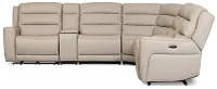 Wilder Taupe Leather Large Triple Power Reclining Two-arm Sectional