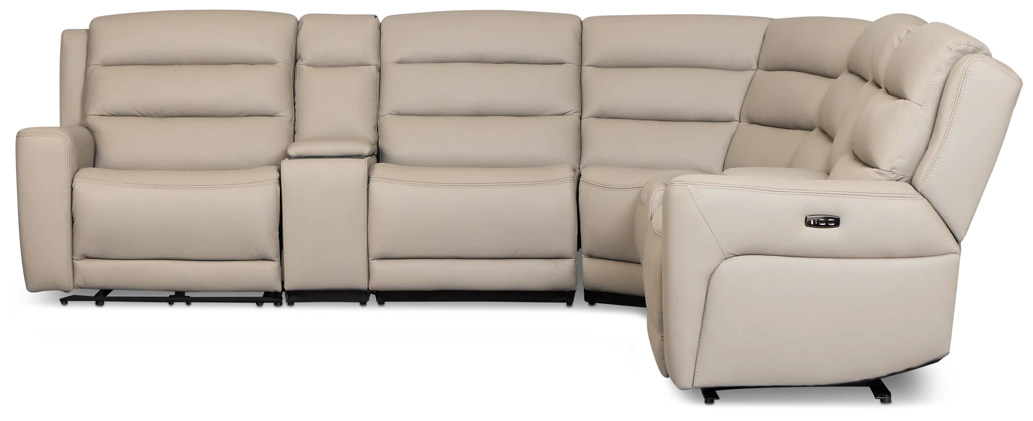 Wilder Taupe Leather Large Triple Power Reclining Two-arm Sectional