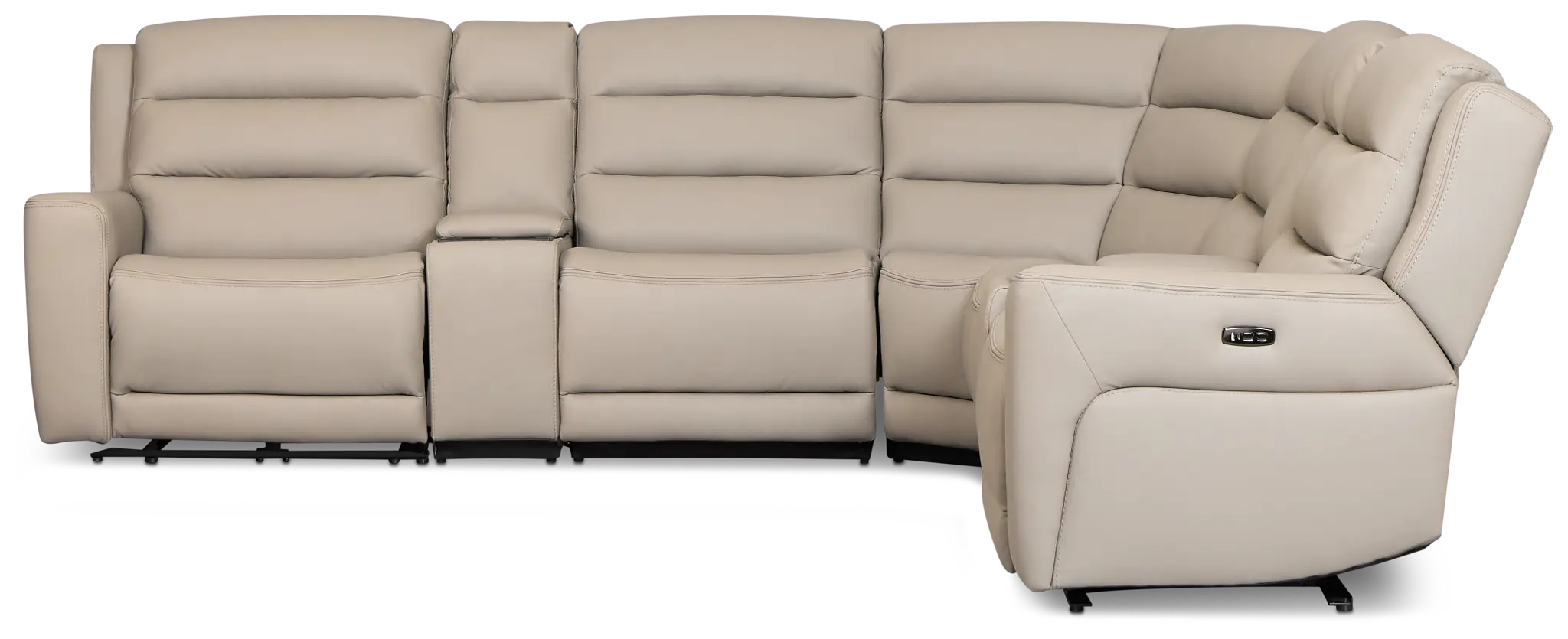 Wilder Taupe Leather Large Triple Power Reclining Two-arm Sectional Wilder Taupe Leather Large Triple Power Reclining Two-arm Sectional